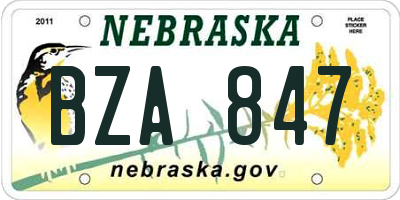 NE license plate BZA847