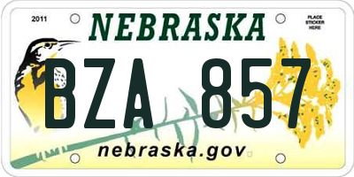 NE license plate BZA857