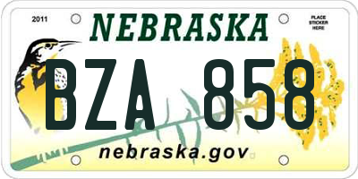 NE license plate BZA858