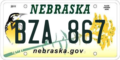 NE license plate BZA867