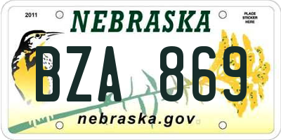 NE license plate BZA869