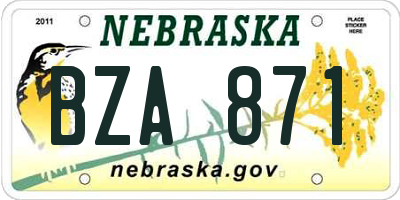 NE license plate BZA871