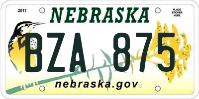 NE license plate BZA875