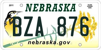 NE license plate BZA876