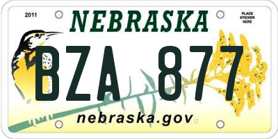 NE license plate BZA877