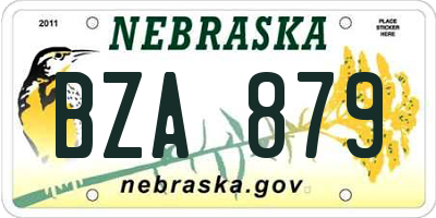 NE license plate BZA879