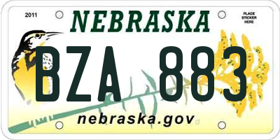 NE license plate BZA883