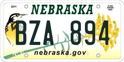 NE license plate BZA894