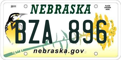 NE license plate BZA896