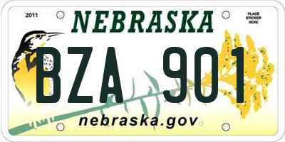 NE license plate BZA901