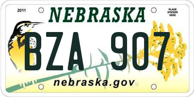 NE license plate BZA907