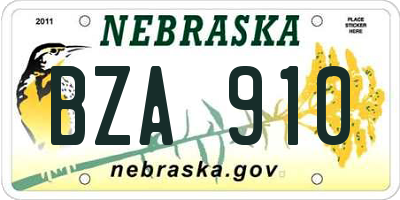 NE license plate BZA910