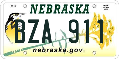 NE license plate BZA911