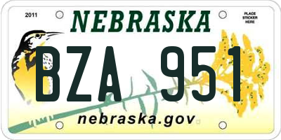 NE license plate BZA951