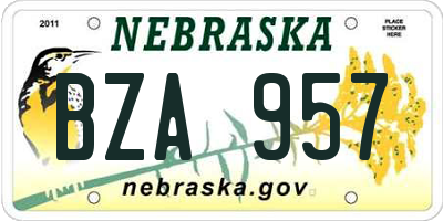 NE license plate BZA957