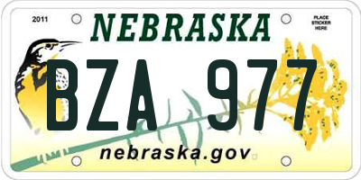 NE license plate BZA977