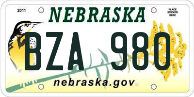 NE license plate BZA980