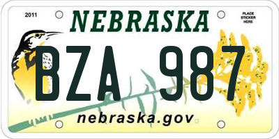 NE license plate BZA987