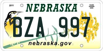 NE license plate BZA997