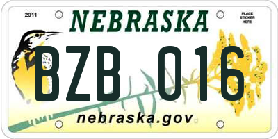 NE license plate BZB016