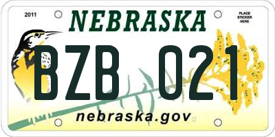 NE license plate BZB021