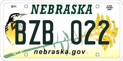 NE license plate BZB022