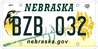 NE license plate BZB032
