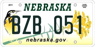 NE license plate BZB051