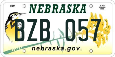 NE license plate BZB057