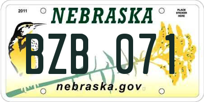 NE license plate BZB071