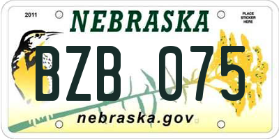 NE license plate BZB075