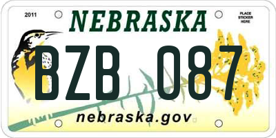 NE license plate BZB087