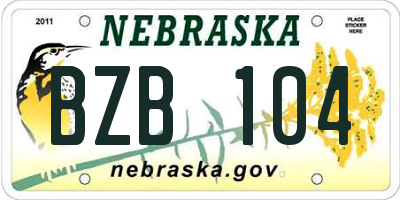 NE license plate BZB104