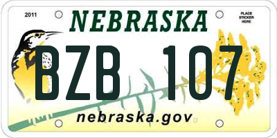 NE license plate BZB107