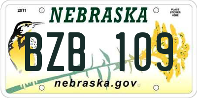 NE license plate BZB109
