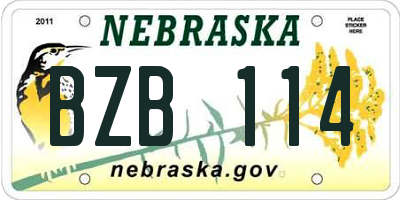 NE license plate BZB114