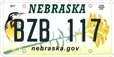 NE license plate BZB117