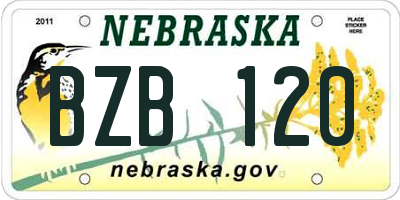 NE license plate BZB120
