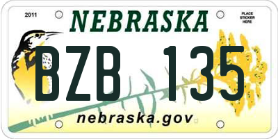 NE license plate BZB135