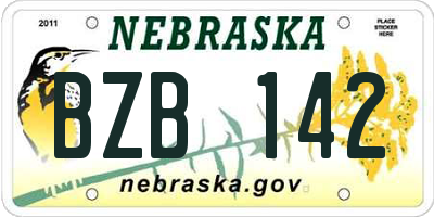 NE license plate BZB142