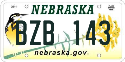 NE license plate BZB143