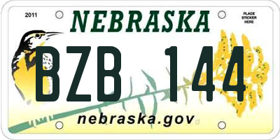 NE license plate BZB144