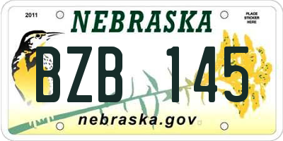 NE license plate BZB145