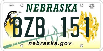 NE license plate BZB151