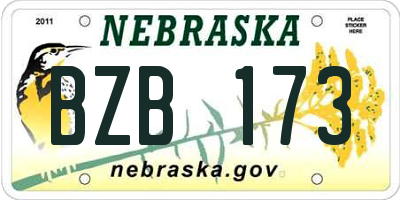 NE license plate BZB173