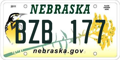 NE license plate BZB177