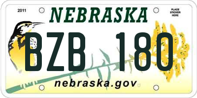 NE license plate BZB180