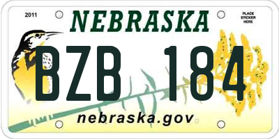 NE license plate BZB184