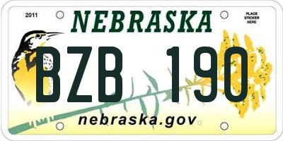 NE license plate BZB190