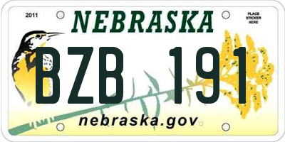 NE license plate BZB191